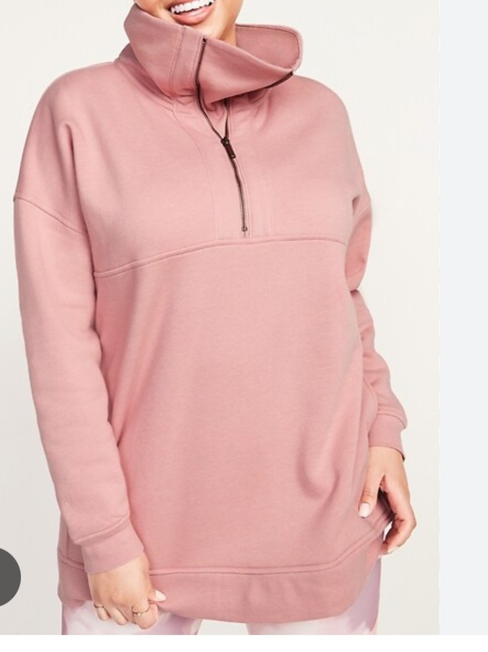 Old Navy Women Medium Oversized Half Zip French Terry Funnel Neck Sweatshirt